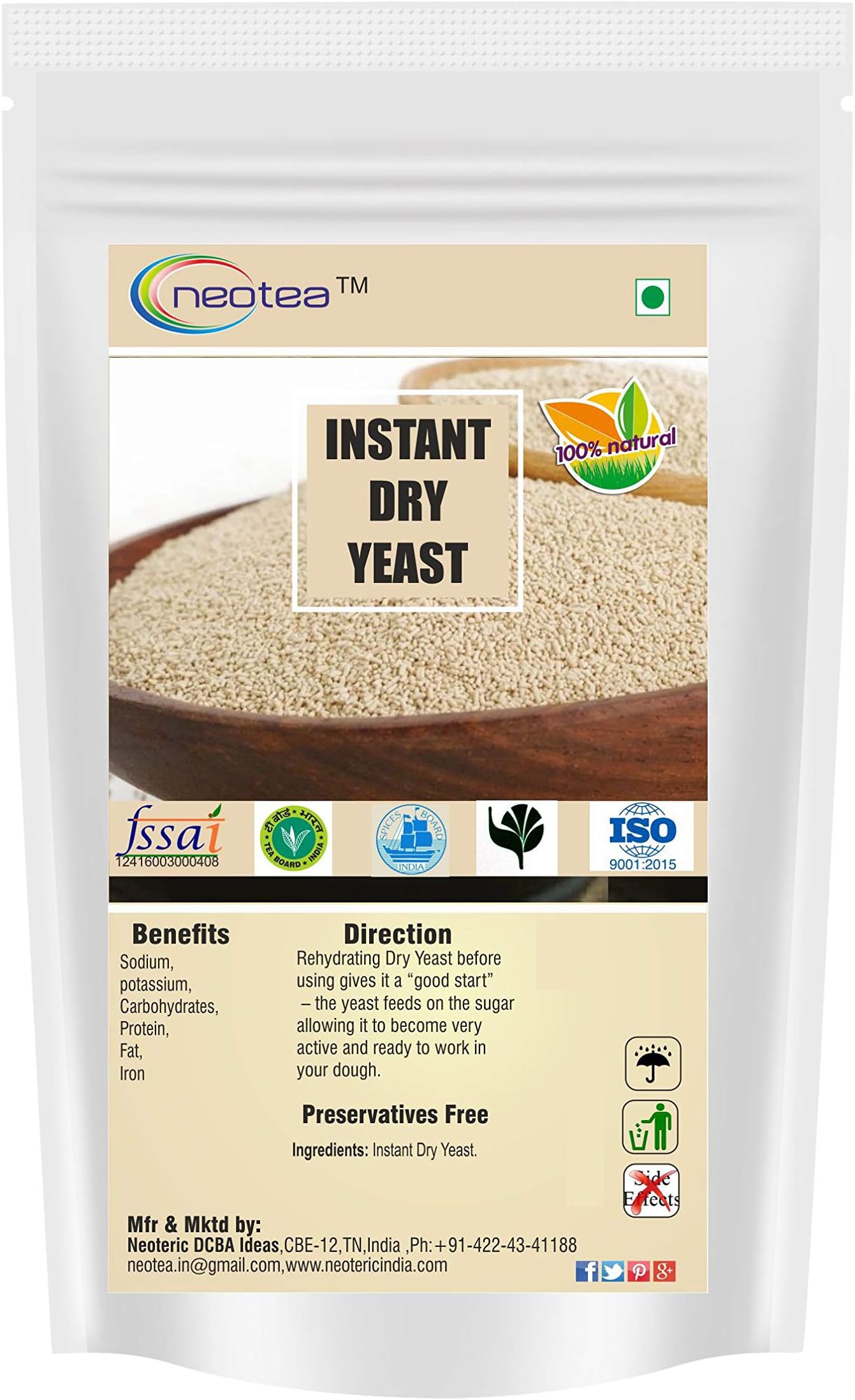 Instant Dry Yeast 200g | Fast-Acting, High-Rise Yeast for Baking Breads, Cakes, Pizza & More | Ideal for Home & Professional Use