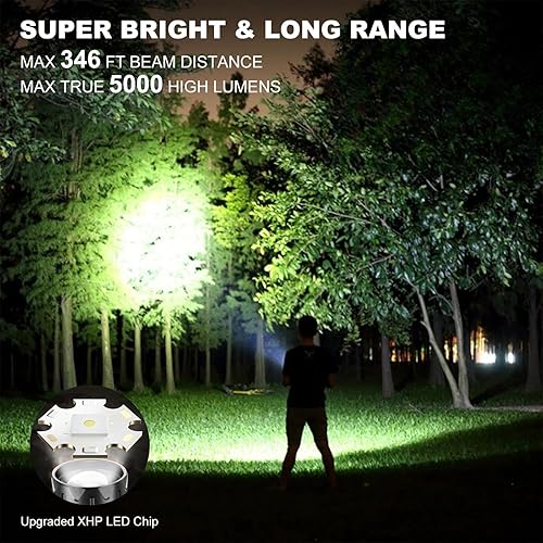 Miniatura 6 de Linterna UV recargable 4 en 1 de 6500 K  395 nm, atenuación continua de 5000 lúmenes, haz de zoom IP45, luz UV, haz de zoom de 5000 mAh, luz de