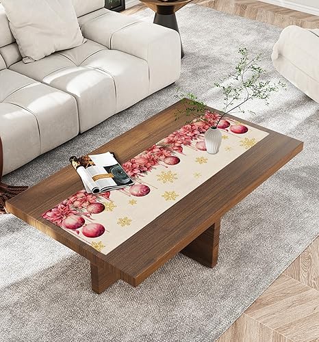 Miniatura 2 de Camino de mesa de flores de granja de 36 pulgadas corto, de lino de algodón, pequeño, cocina, comedor, mesa de café, decoración de tocador, camino