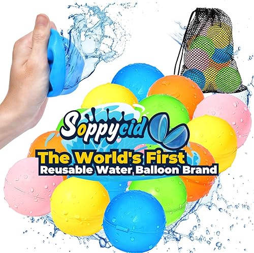 Miniatura 1 de UCIDCI 15 globos de agua reutilizables de llenado rápido, bola de agua de silicona autosellante para niños con bolsa de malla, juguetes acuáticos