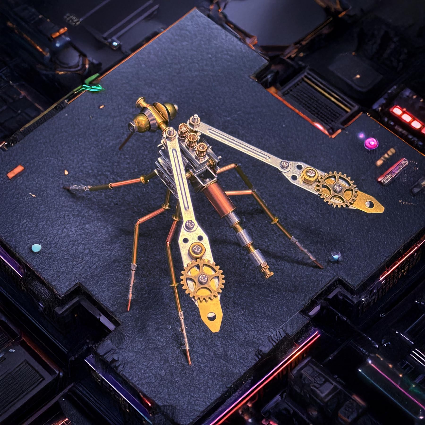 Sculpture d'insecte mécanique en métal, chef-d'œuvre steampunk - 8