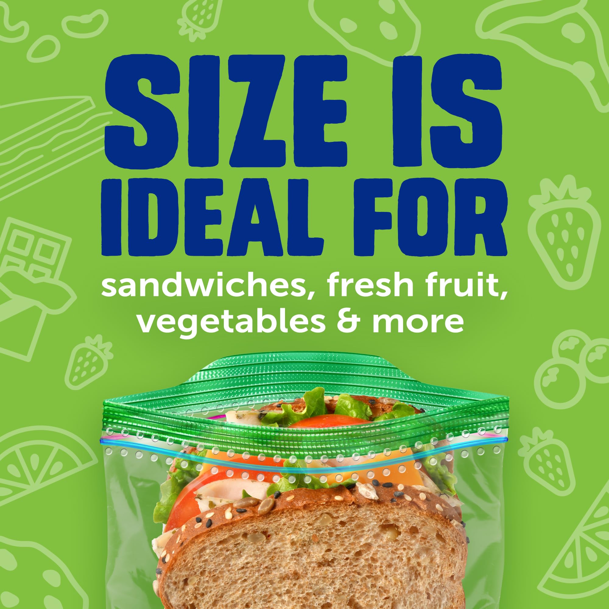 Ziploc Sacchetti per panini e snack con texture EasyGuide, sacchetti in plastica con tecnologia Grip 'n Seal, 270 sacchetti in totale