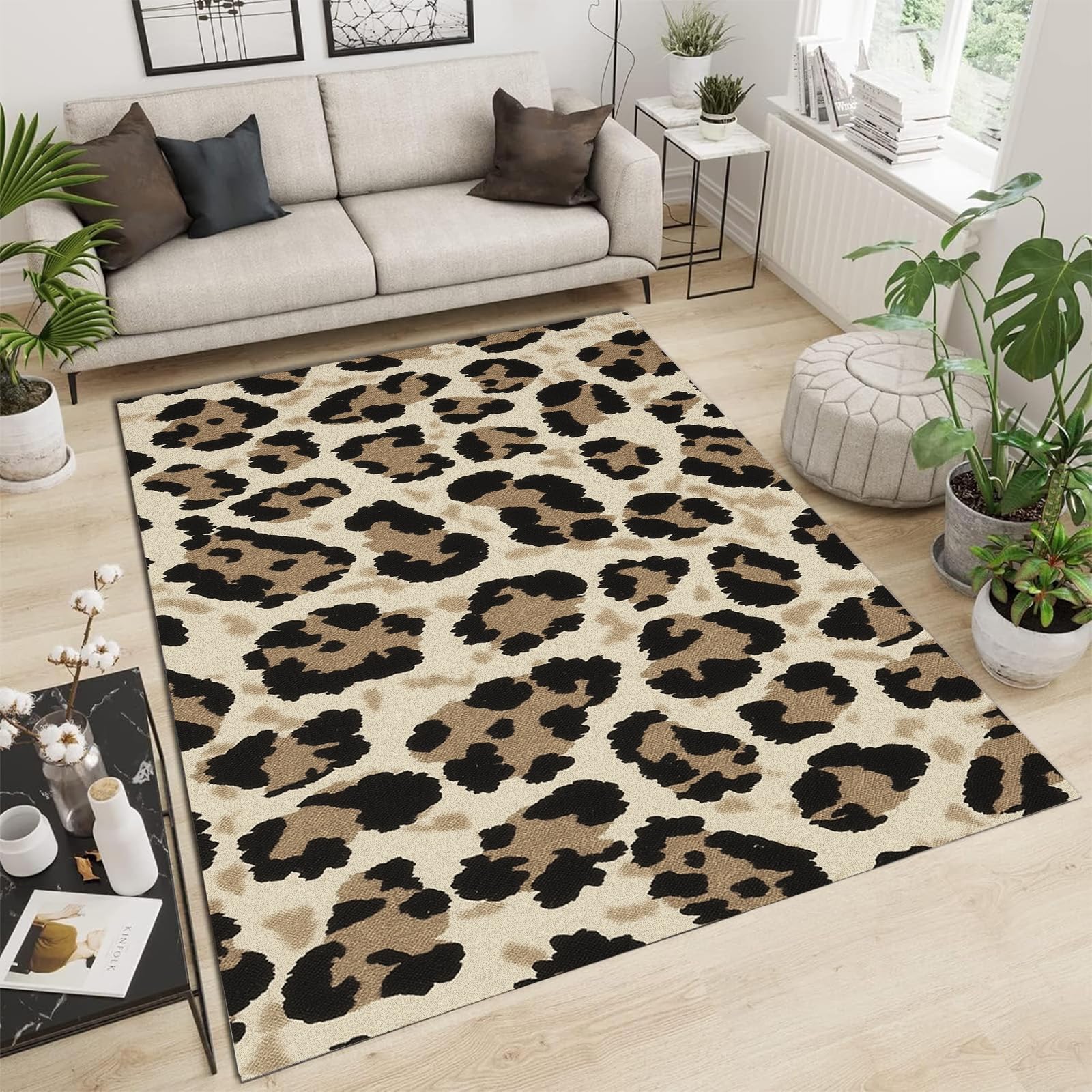 Tapis moderne antidérapant 200x300 cm : résout les sols glissants, grand tapis léopard