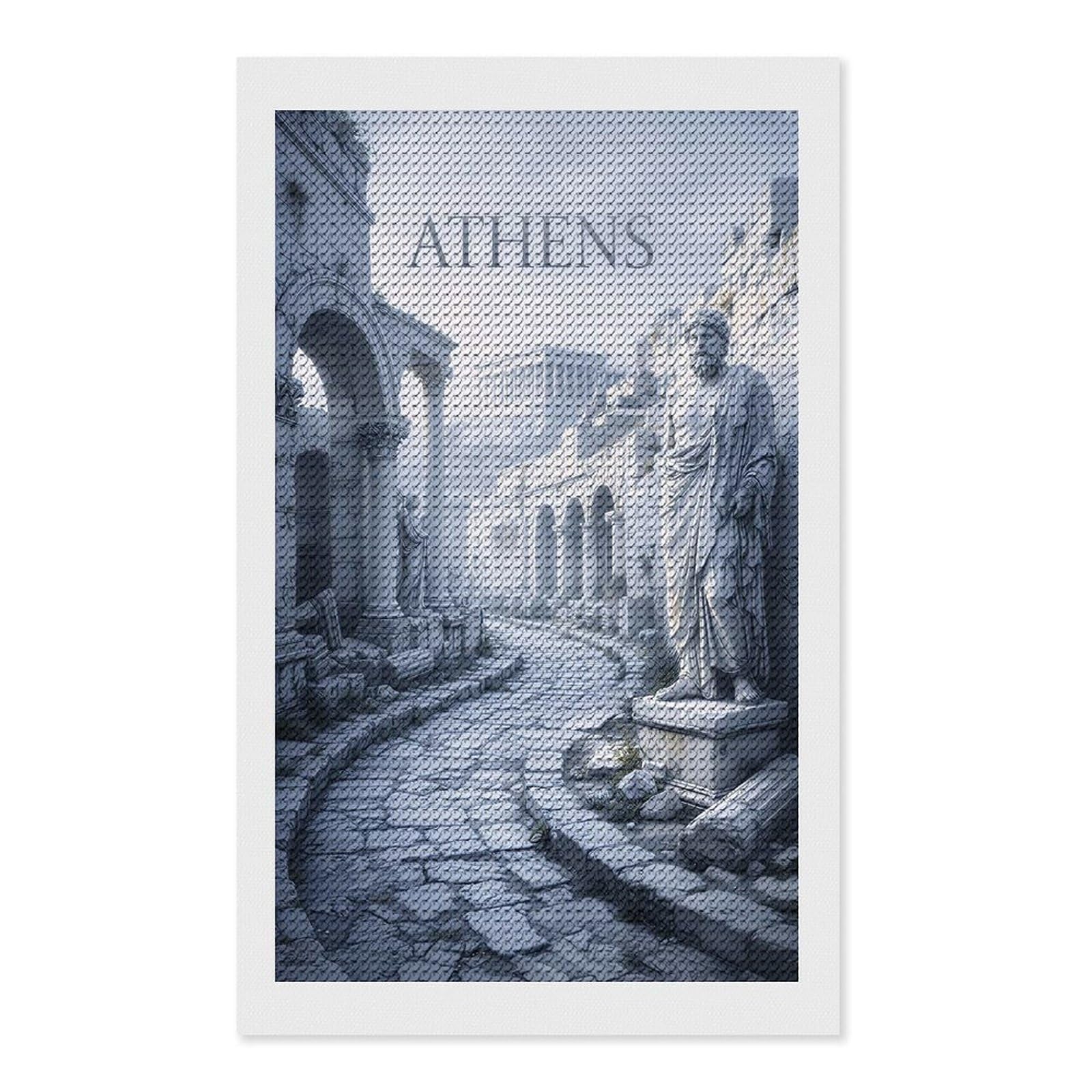 Junmoney Athens Marble Serenity Full Drill Diamond Painting Kit 12"x20", Sparkling Round Gems, Decorate Your Room, Mindful Craft Activity