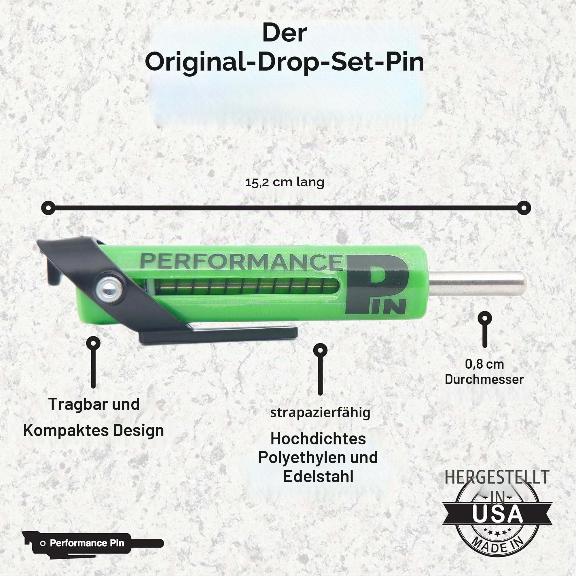 The Original Drop Set Pins für Fitnessstudio, eine weitere Wiederholung mit Gewichtsstapelstiften, sofortiger Übergang zu niedrigeren Gewichten für mehr Wiederholungen, hergestellt in