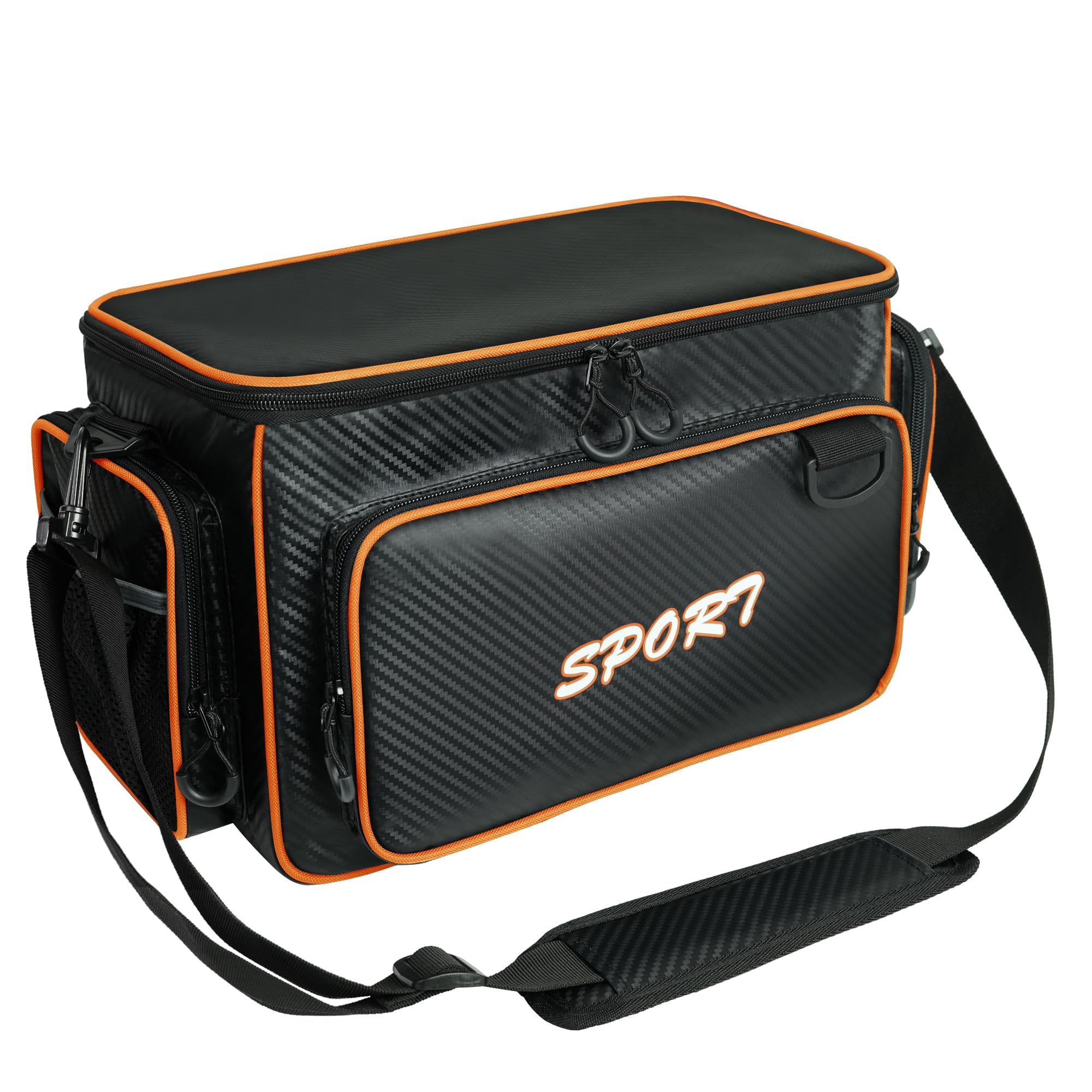AUMTISC Borsa da pesca espandibile pesca impermeabile grande capacità, borsa da pesca borsa da pesca accessori (arancione)