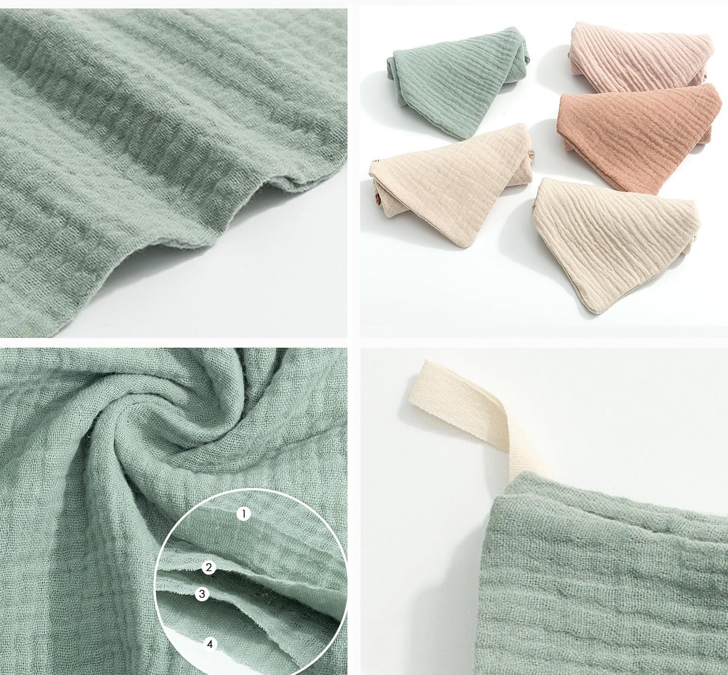 Bebé franelas, 10 Piezas bebé Muselina washcloths，Baby Toallas Soft recién Nacidos，Baby Cara toallitas，Baby toallitas de algodón orgánico 25 * 25 cm