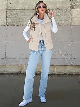 Amazon.com: ANRABESS Women Puffer Vest Sleeveless Zip Up Stand