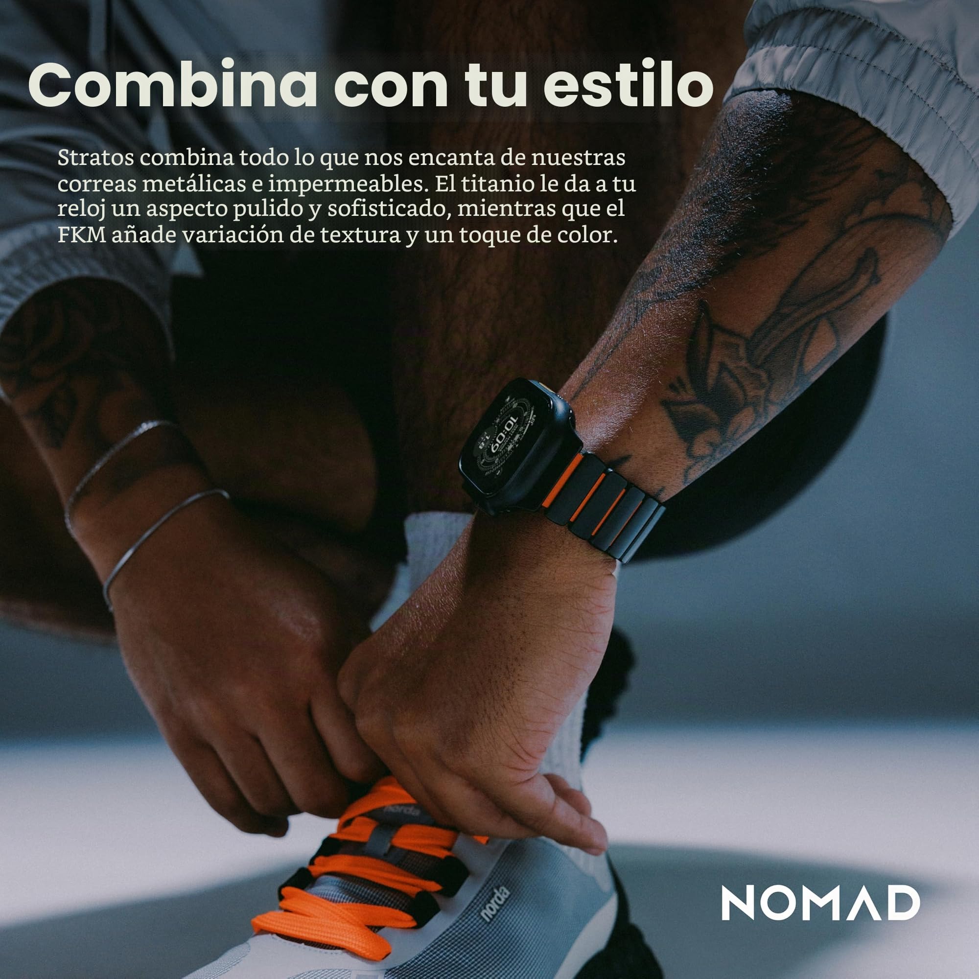 NOMAD Stratos Band I - Correa para Apple Watch 42/44/45/46/49 mm, diseño híbrido
