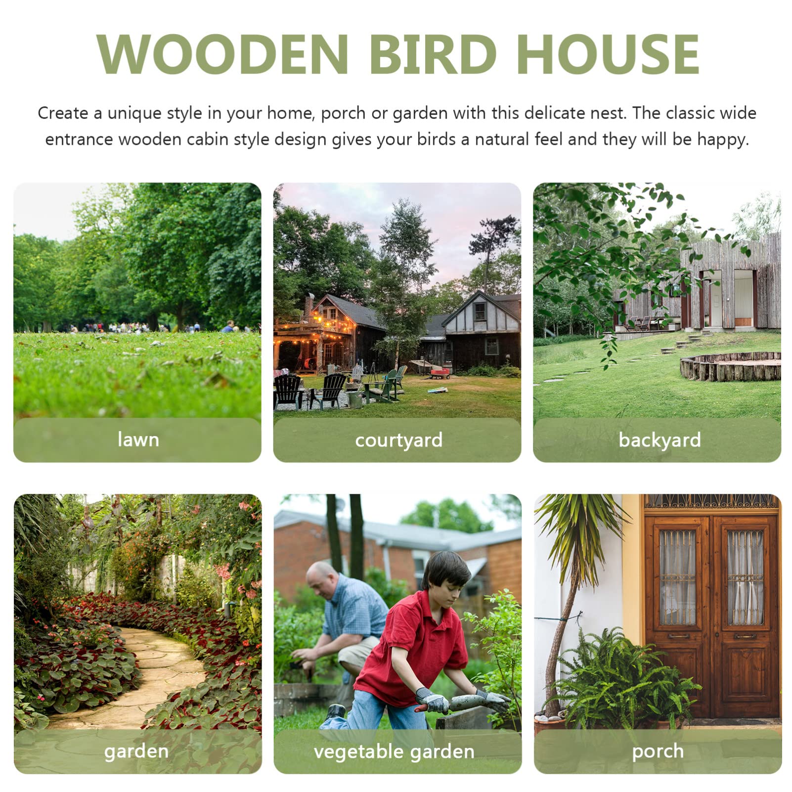 Toddmomy Villa Nido De Pájaro Madera para Periquitos Caseta Decorativa para Jardín Comedero Independiente para Pájaros Suministros