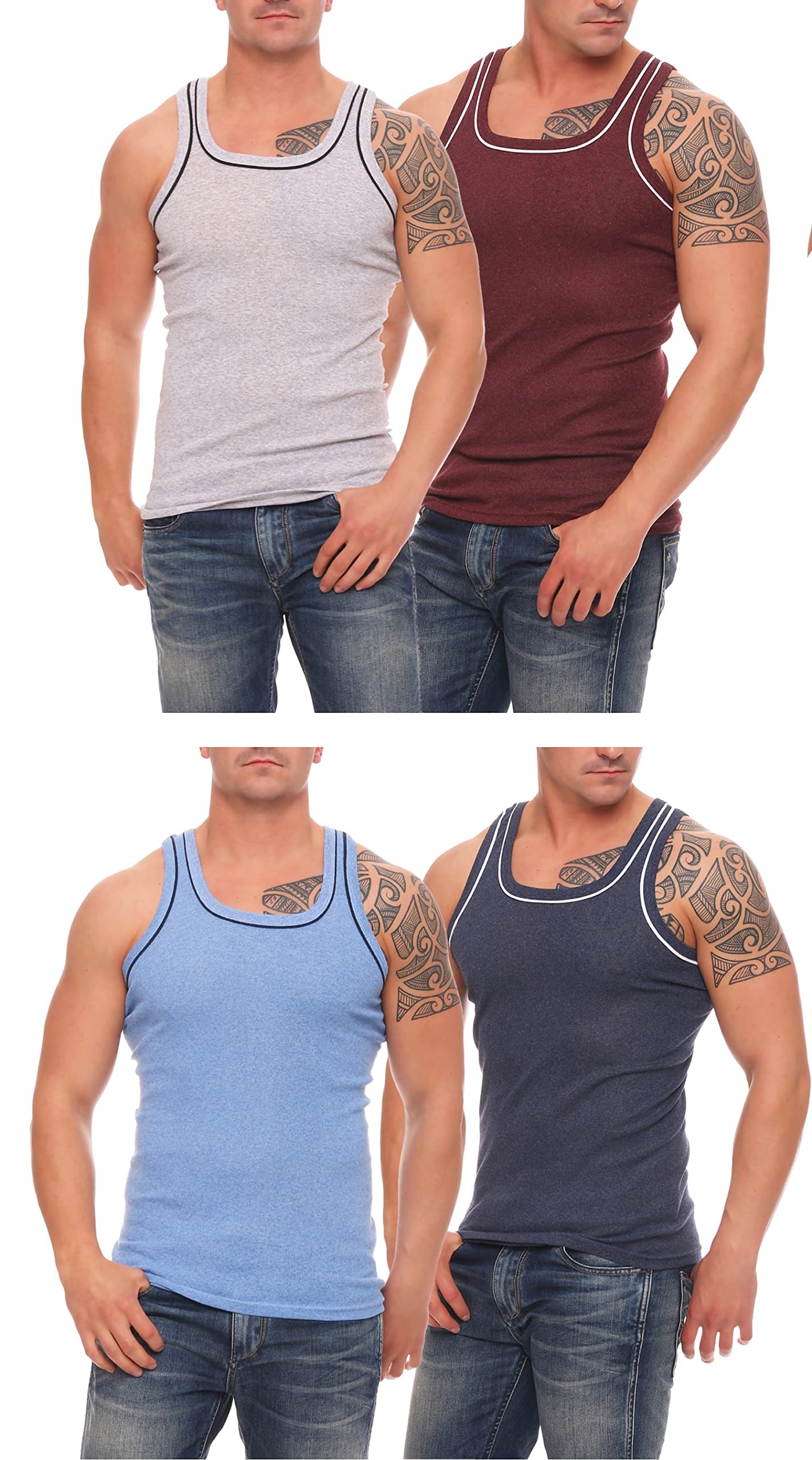 Cocain underwear Herren Unterhemden Vollachsel Achselhemden Bio Baumwolle super weich Feinripp Gr. 5 (M) - 13 (7XL)