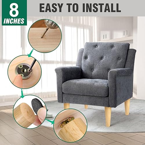 Miniatura 5 de Patas de madera de goma para muebles de 8 pulgadas, patas rectas de madera cónicas de mediados de siglo, patas de sofá de mediados de siglo, patas