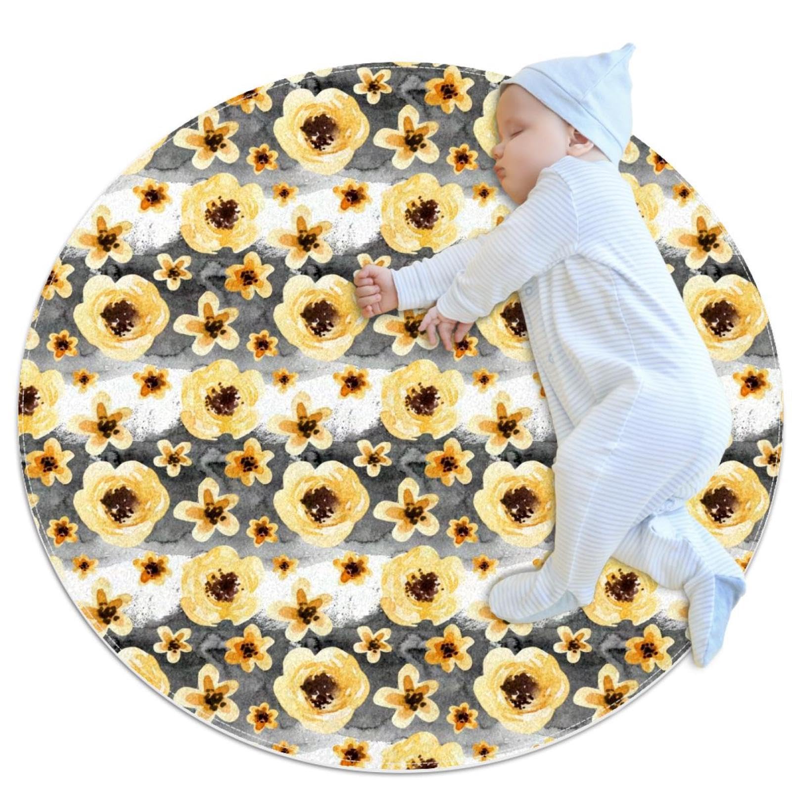 Tapis de salle de bain jaune rond décoration chambre bébé