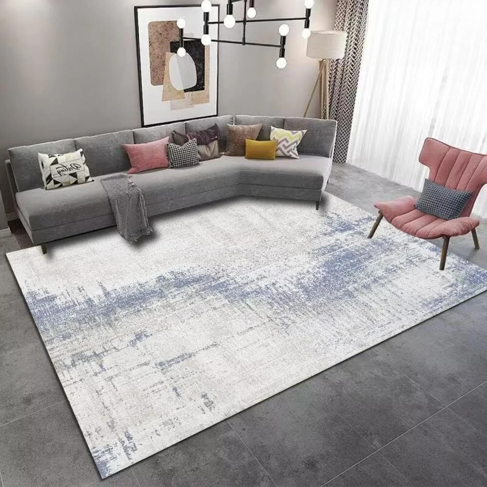 Tapis de salon non pelucheux résistant aux taches, tapis de sol lavable pour maison active