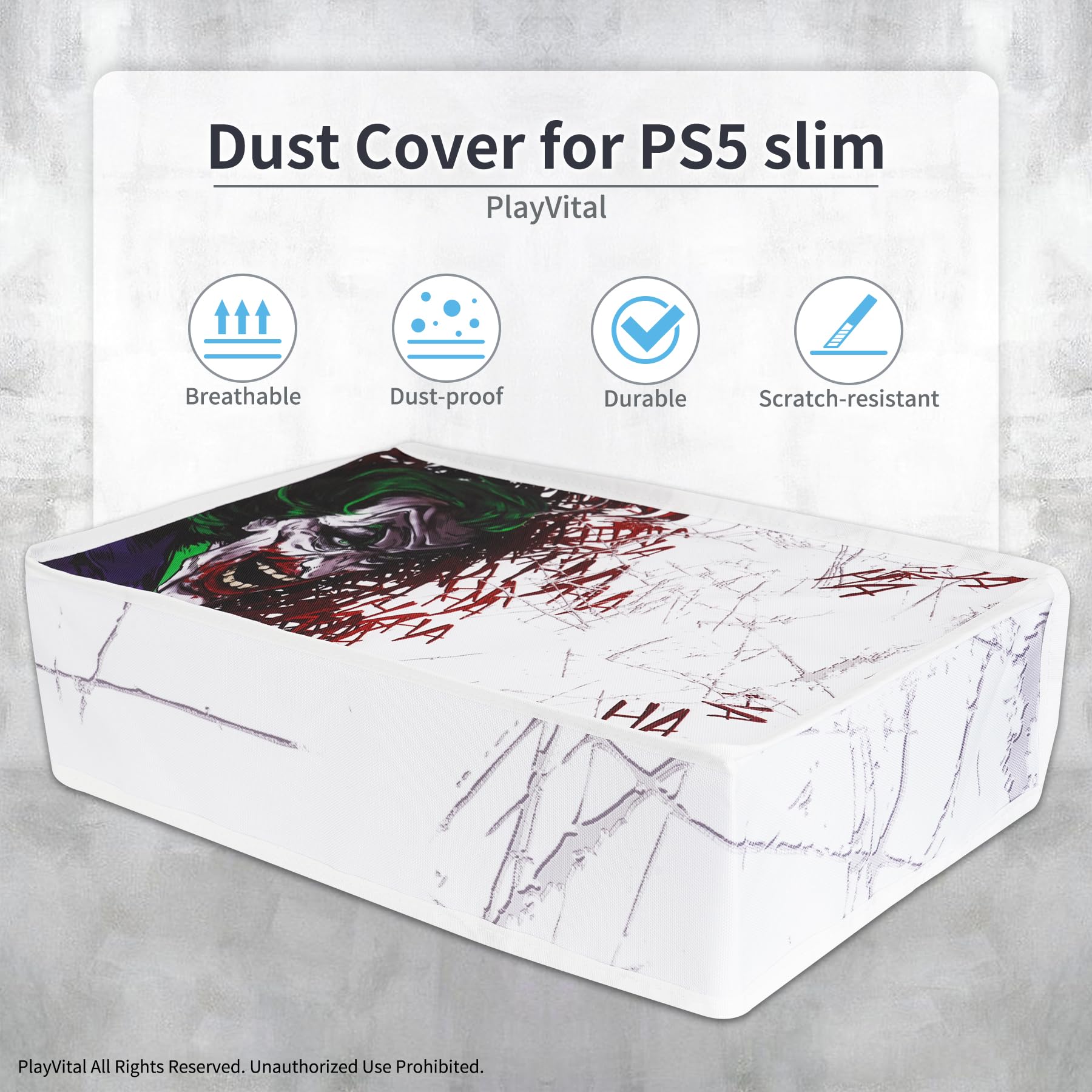 PlayVital Cover Antipolvere per ps5 Slim Disc Edition,Copertura Orizzontale Protettiva Impermeabile in Nylon per ps5 Slim Digitale Console,HAHAHA