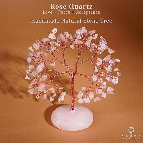 Miniatura 2 de Árbol de la vida de cristal de cuarzo rosa para mujer, decoración del hogar hecha a mano, árbol bonsái Feng Shui para energía positiva, buena