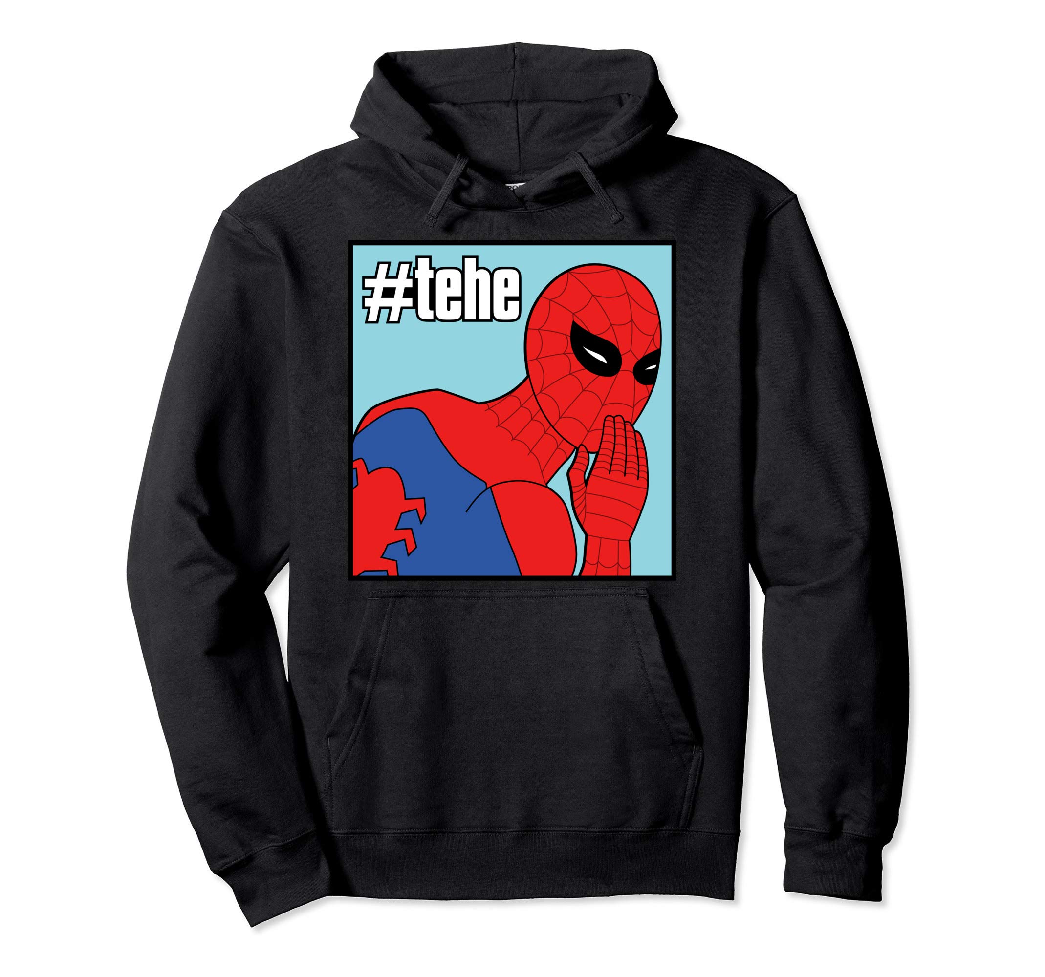 MarvelSpider-Man #tehe Laughing Vintage Portrait Panel Pullover Hoodie