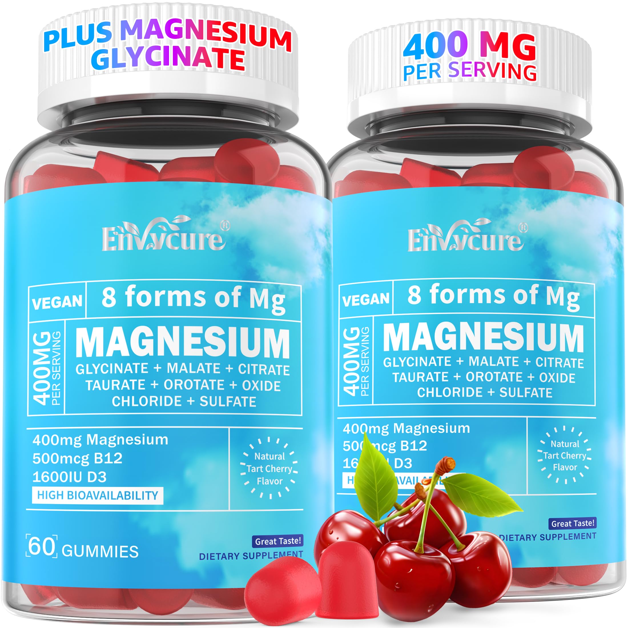 Magnesium Glycinate Complex Gummies 400mg + Ashwagandha | 8 Forms, 120Cts