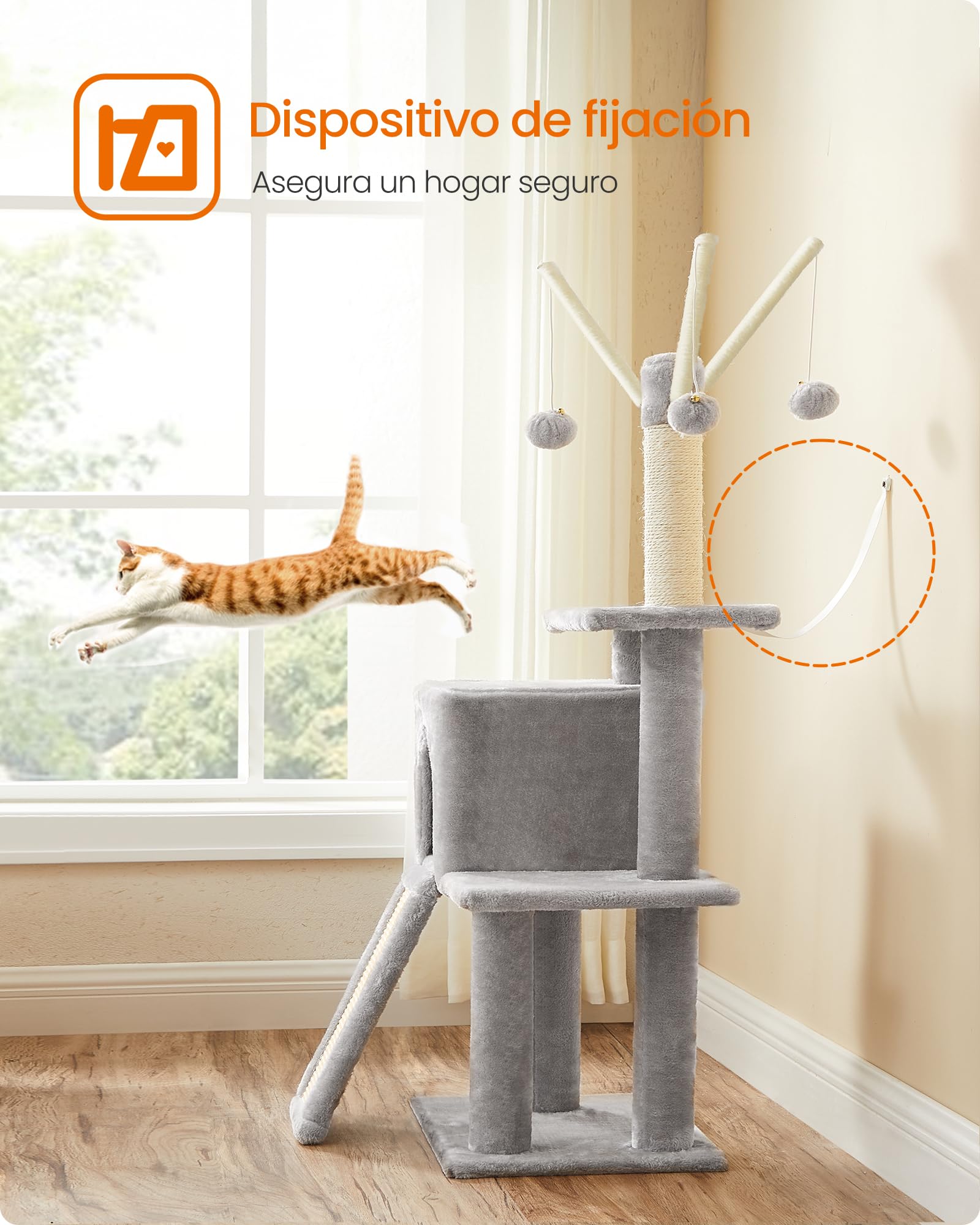Feandrea Árbol de Gatos, Torre de Juegos, Gatito, Gris Claro PCT143W01