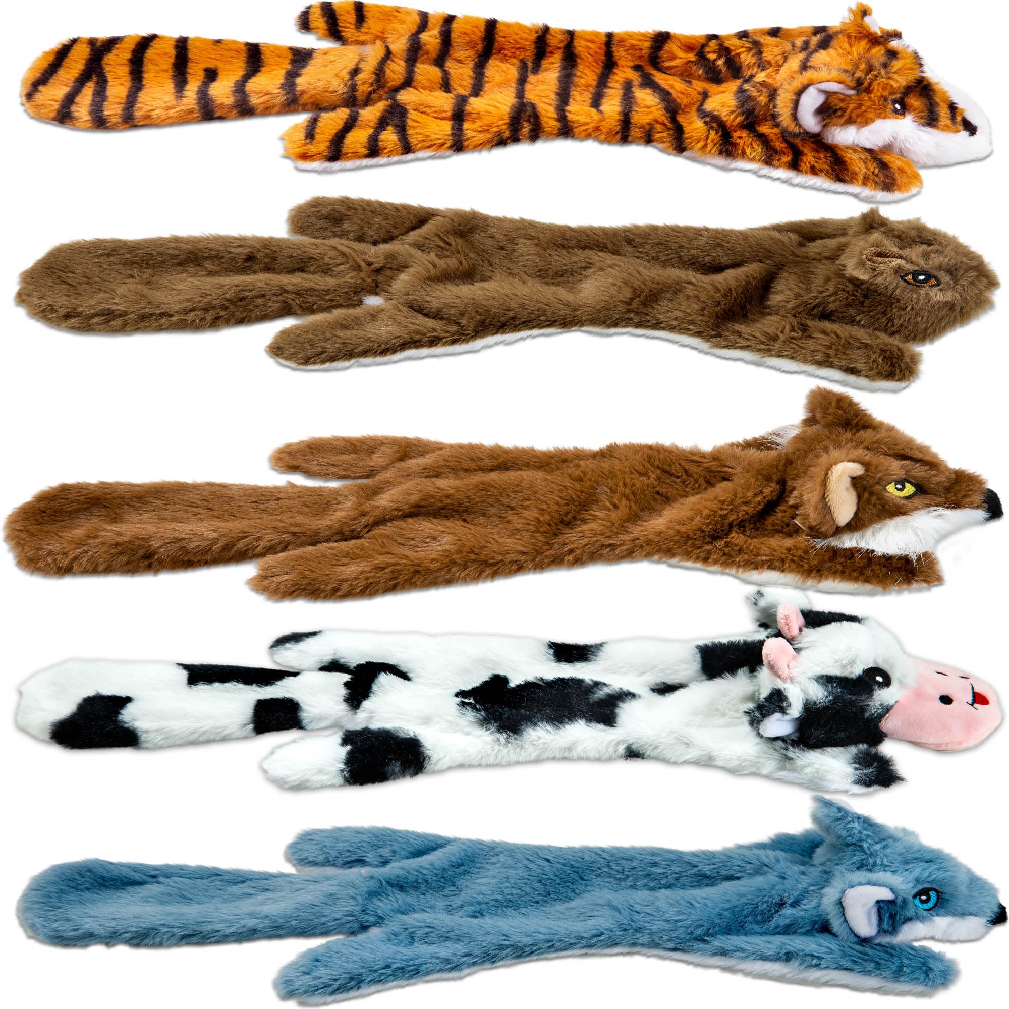 Chesk No Stuffing Dog Toys for Aggressive Chewers – 5-Pack Ultra Soft and Durable Squeaky Dog Toys Crinkle Dog Toy for All Breeds – Machine Washable Cute Dog Stuffed Animal Interactive Toys for Dogs