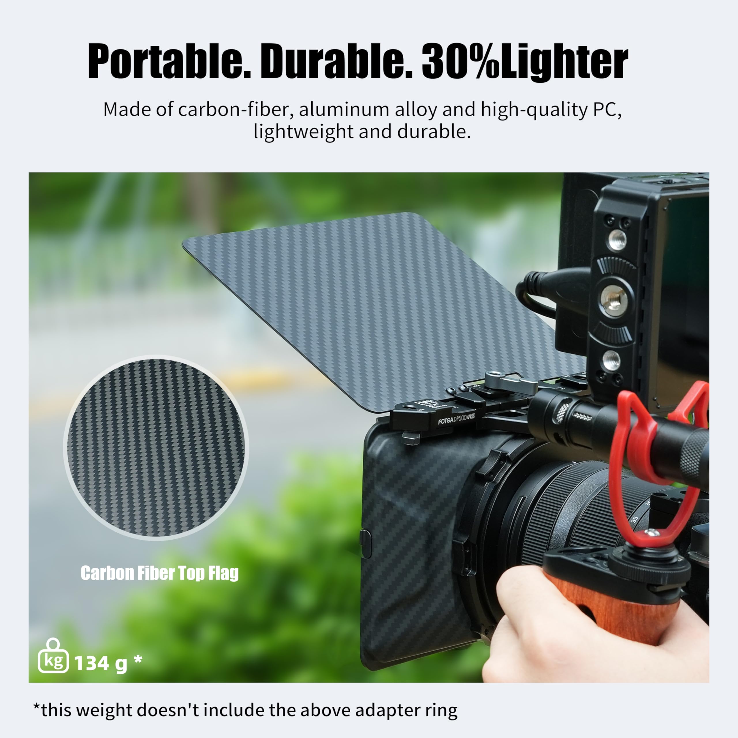 Fotga Mini caja mate ligera con bandera superior de fibra de cabina para cámara DSLR, soporta filtro cuadrado de 4 x 4 / 4 x 5.65 y circular de 52 mm/55 mm/58 mm/62 mm/67 mm/72 mm/77 mm/82 mm ND UV