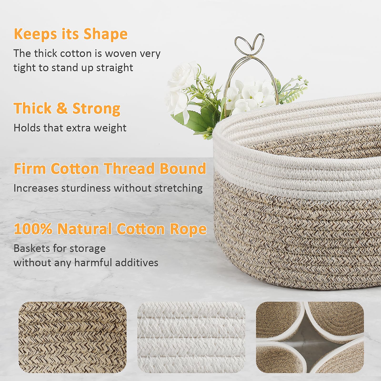 Set 4 Cestini In Corda Di Cotone - Organizer Impilabile Per Nursery, Bagno O Soggiorno - Foto 5