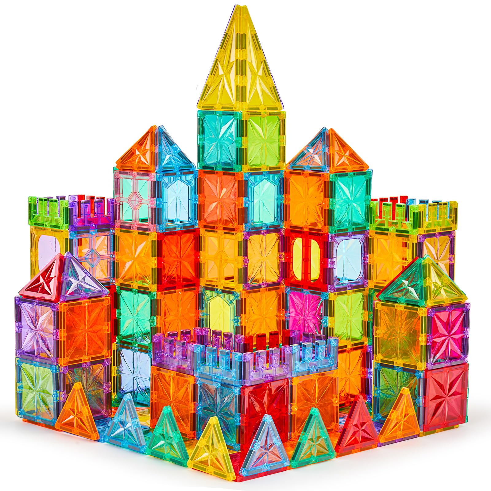 Magnetic Tiles,100PCS Star Magnetic Building Blocks Toy for Ages 3 4 5 6 7 8 9,Magnetic Tiles for Toddlers Gifts,Montessori Toys,STEM Toys Christmas Toy Gift for Kids Boys and Girls