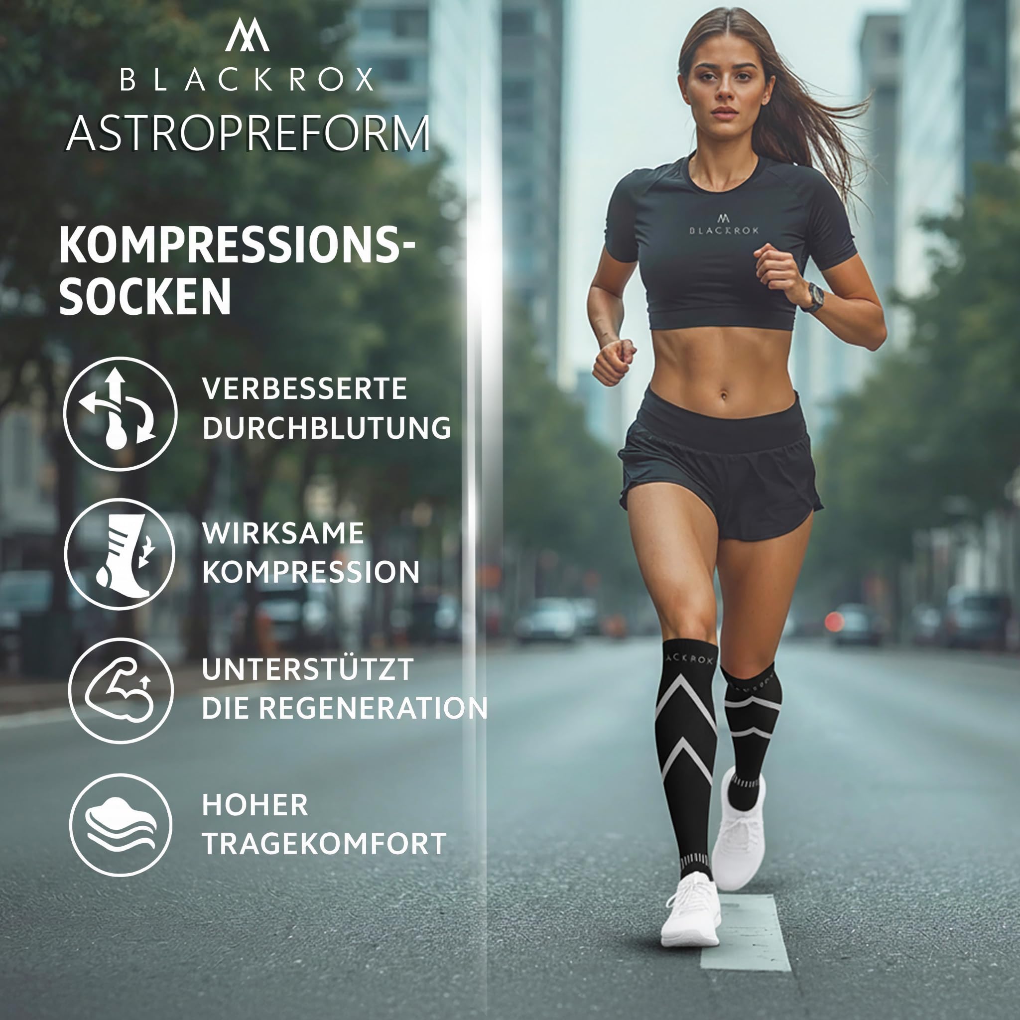 BLACKROX Astropreform sportowe skarpety uciskowe, precyzyjne, dla kobiet i mężczyzn, długie, uniseks