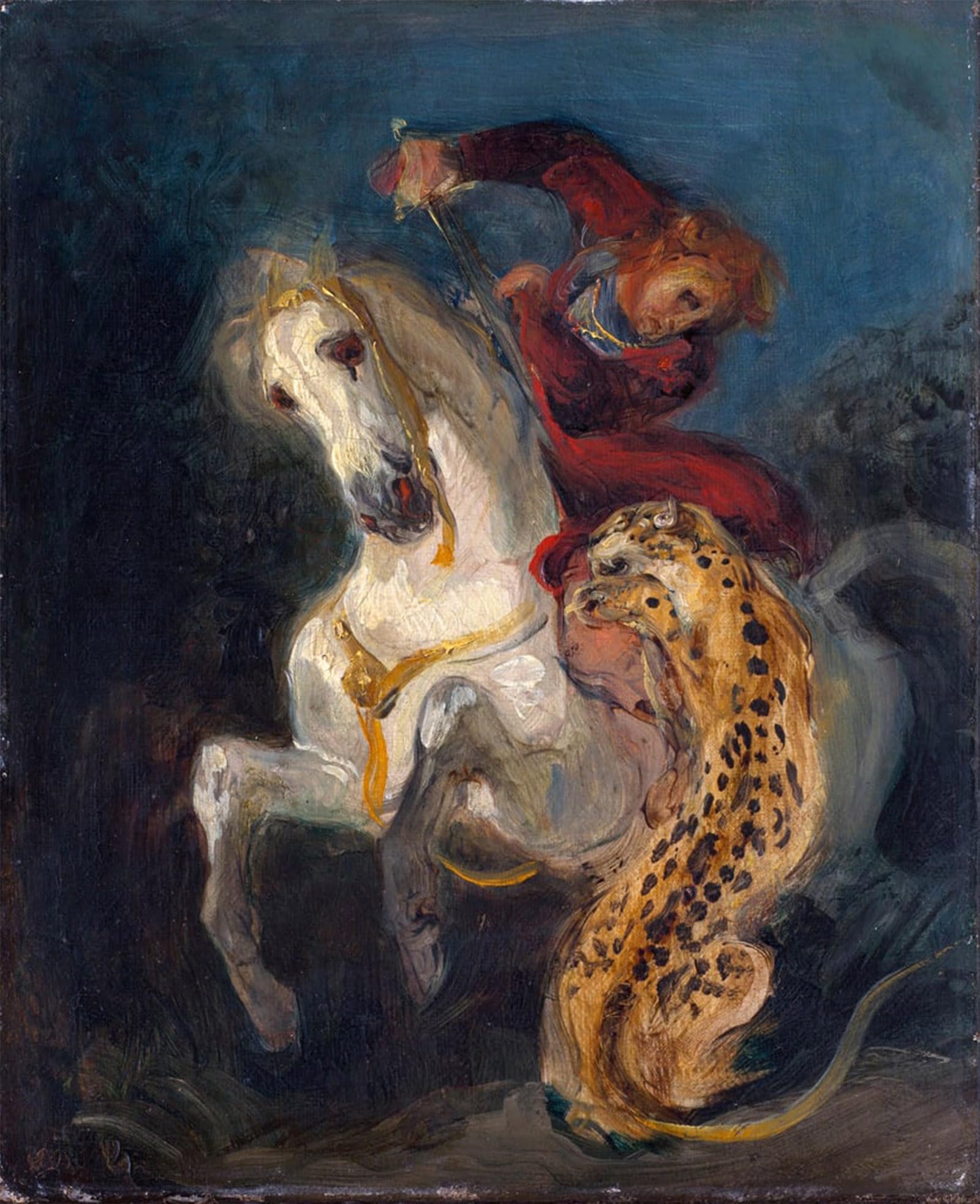 Posteriik No Frame Famous Print Pop Art Wall Art Graffiti Rider Attacked By Ferdinandeugene Delacroix Art Prints For Home Decor 60X90cm