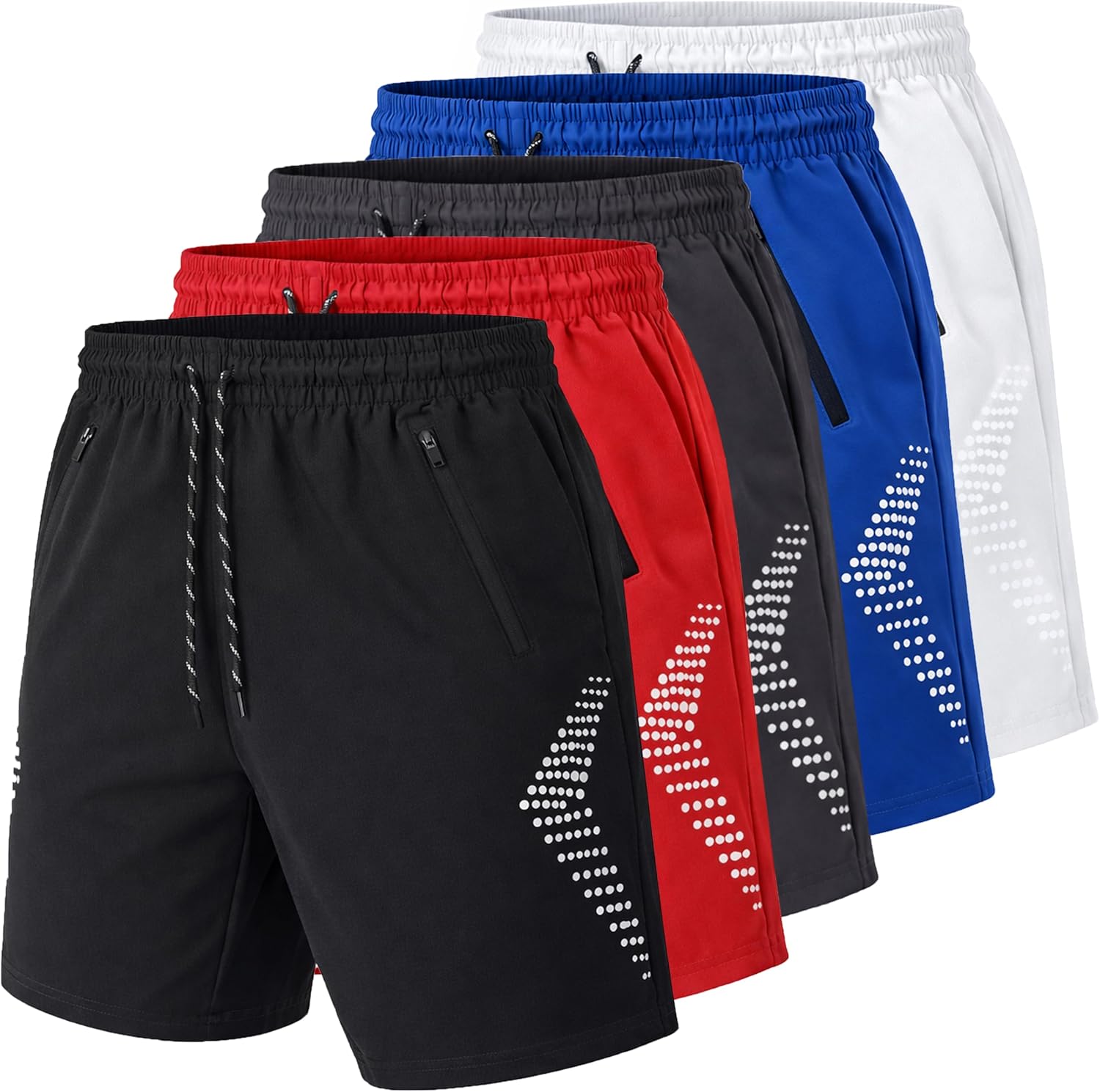 Galaxy by Harvic Men's 5-Pack Performance Training Shorts with Zipper Pockets (Sizes, S to 2XL)