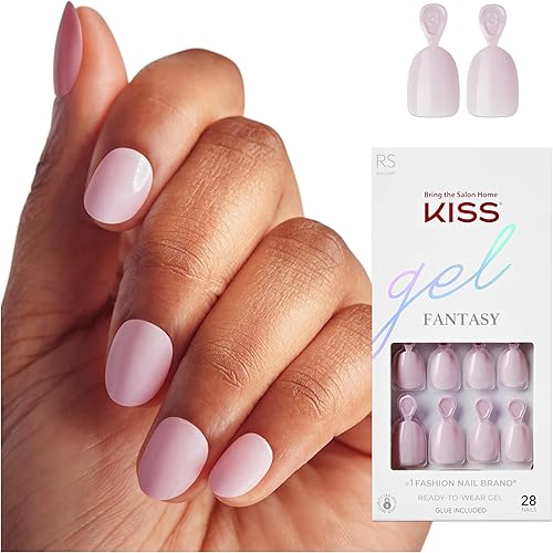 KISS Gel Fantasy Color Press On Nails, 'Stay Beautiful', Solid Pink, Real Short 