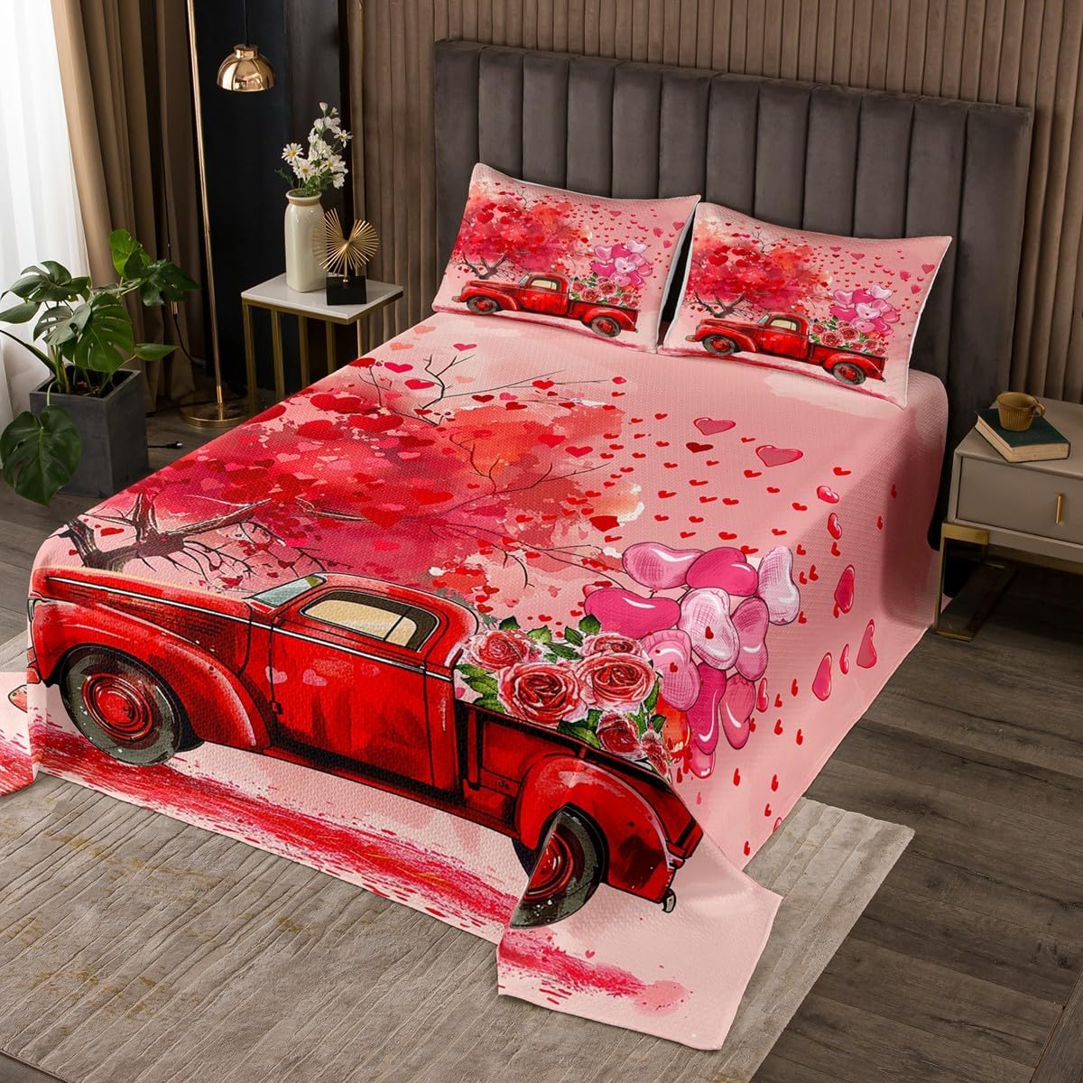 Castle Fairy Cute Ladybugs Bedspread Twin Size,Red Black Entomology Dots Bedding Set 2pcs for Kids Girls Women Room Decor,Cartoon Animals Comforter Set Vivid Natural Quilt Set,1 Pillowcase