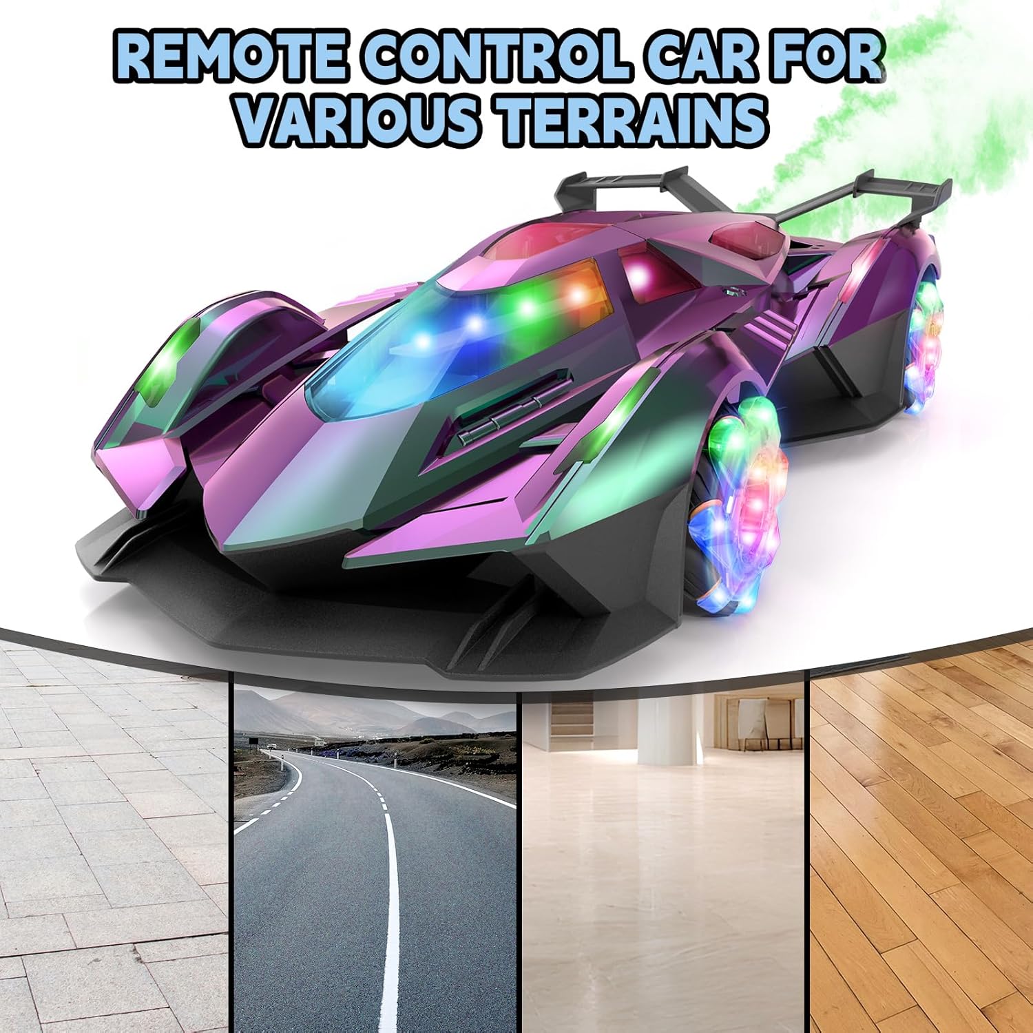 SASBSC Remote Control Car for Boys 4-7 8-12 Drift Rc Cars with 360° Rotation, Spray, Music & Lights 1:12 Rechargeable Rc Car Toys 10-12km/h Sport Race Toy Cars Gifts for Kids (Multi-Color)
