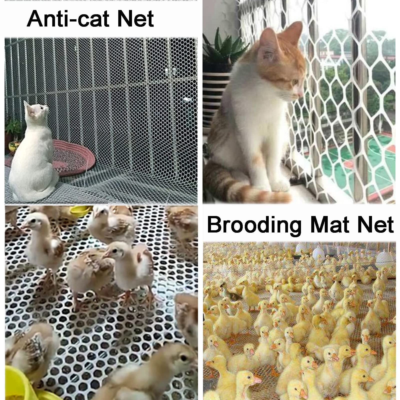 Katzennetz für Balkon, Treppenschutz, Treppen Schutznetz, Sicherheitsnetz für Kinder mit Befestigungsset, Kann Geschnitten Werden, Vogelschutznetz(Mesh 1.8mm,1.5m x 4m)