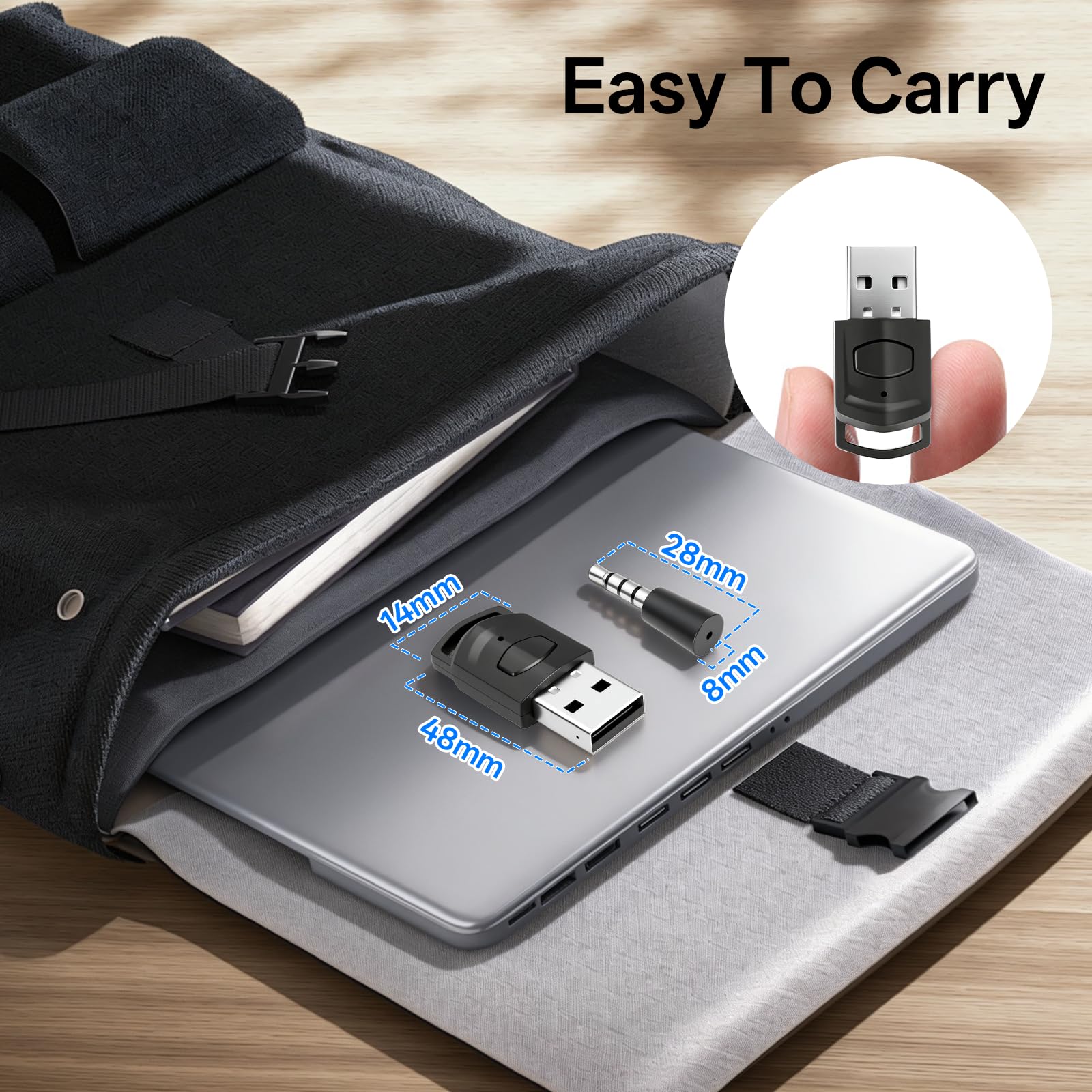 Adaptateur Audio USB Bluetooth 5.0 pour PS5/PS4/PC, Dongle Bluetooth à Faible Latence