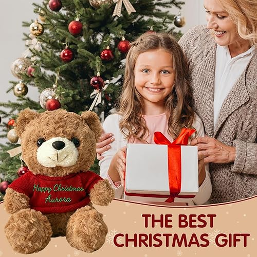 Miniatura 7 de Oso de peluche personalizado con nombre bordado, animal de peluche suave de 12 pulgadas, regalo único para el día de San Valentín, Navidad,