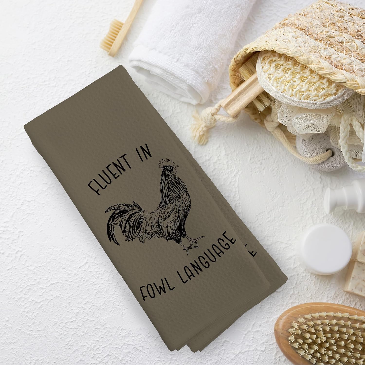 Chicken Kitchen Towels Funny Brown Dish Towel with Sayings 16x24 Inches, Chicken Lovers Gifts Decorative Absorbent Dishcloths Tea Towels for Kitchen Bathroom Decor, Humorous Gifts for Women Men image 5