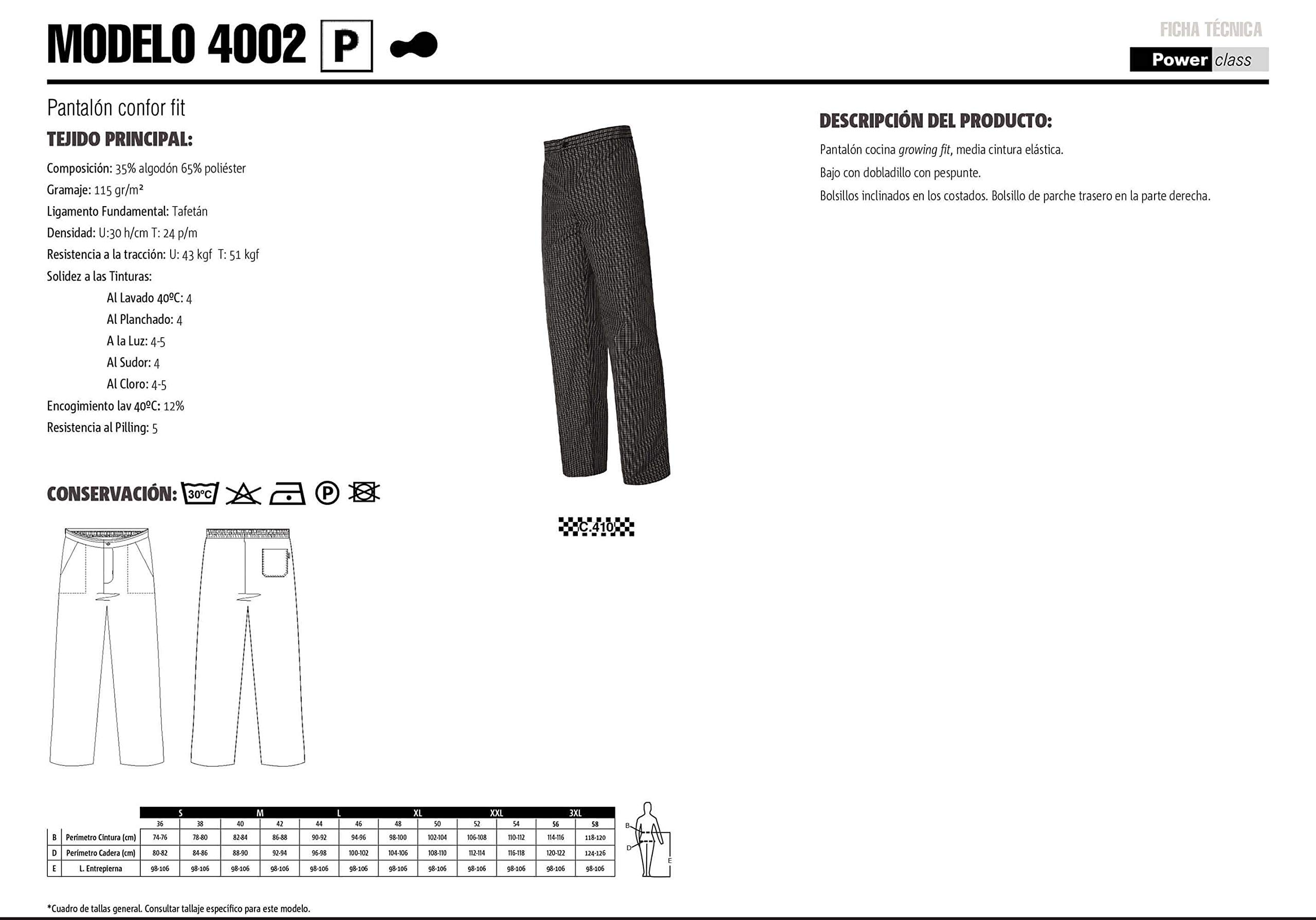 Pantalón Largo Uniforme Cocina Unisex con Bolsillos Y Media Cintura Elástica. Ropa Chef/Cocinero/Cocinera/Hostelería. Ref: 4002. Disfruta de la Excelencia