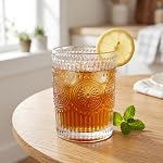 Kingrol 6 Pack 9 oz Romantic Water Glasses, Premium Drinking Glasses Tumblers, Vintage Glassware Set for Juice, Beverages, Beer, Cocktail