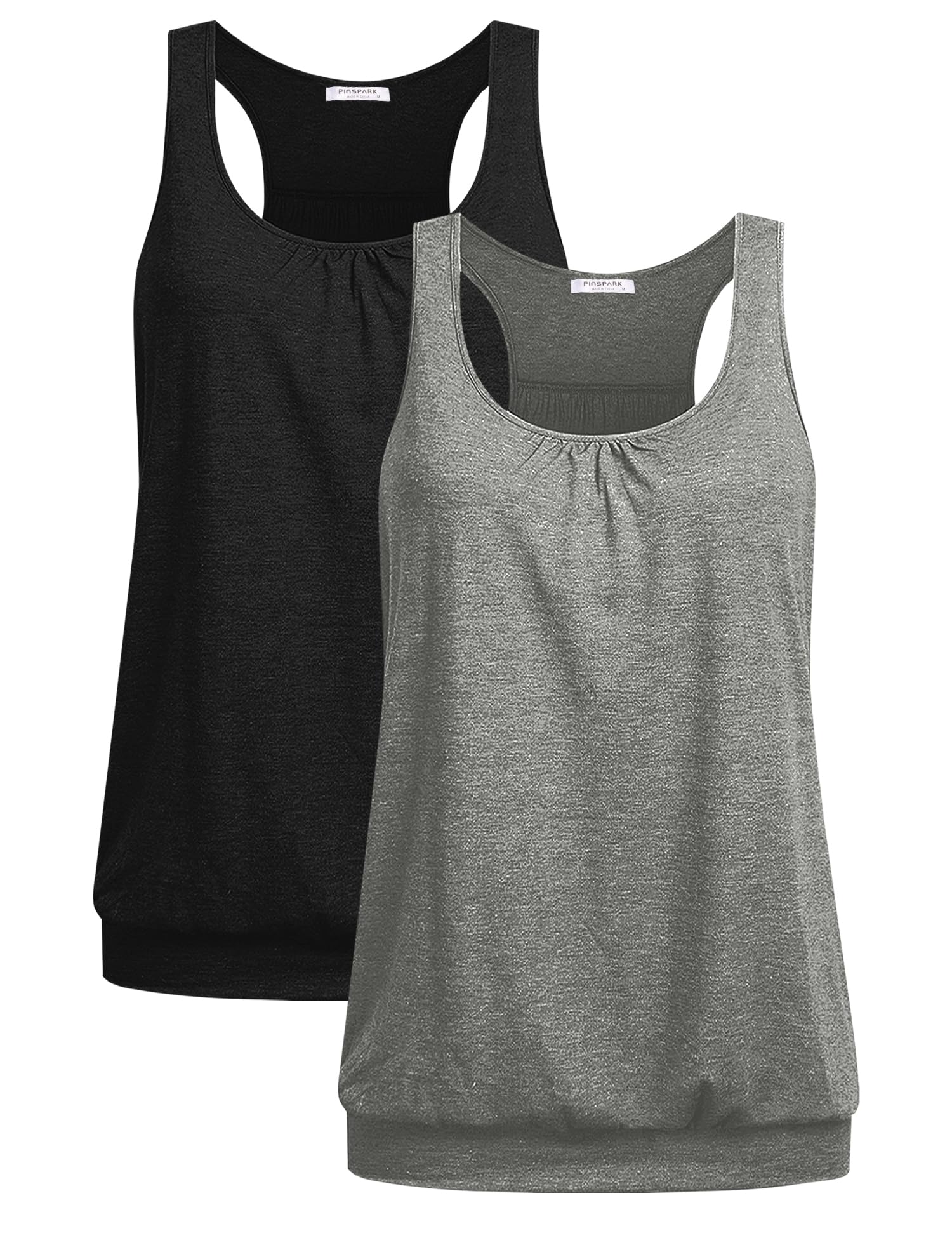 PINSPARK Camiseta de tirantes para mujer, con espalda cruzada, para yoga, deporte, sin mangas, transpirable, para correr, holgada