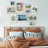 KBKBART Vintage Eclectic Wall Art Set of 10: Matisse, Van Gogh, Monet Maximalist Boho Prints for Bedroom Gallery Decor