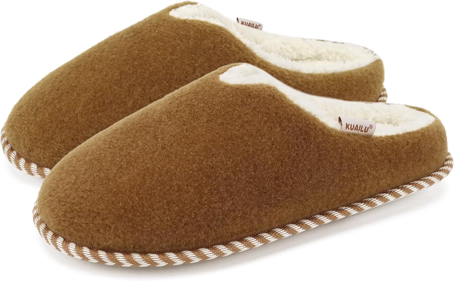 KuaiLu Womens Supportive Memory Foam Slippers Felt Fuzzy Lined Heel Cushion Lightweight House Shoes for Indoor Outdoor - Image 9