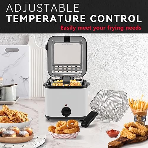 Miniatura 8 de Freidora eléctrica de acero inoxidable de 2.5L2.64 cuartos de galón con cesta extraíble y ventana de visión, control de temperatura, piezas aptas