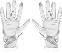 Yolev Women's Shiny Metallic Gloves Halloween Cosplay Costume Gloves 20's Fancy Flapper Evening Accessories for Women
