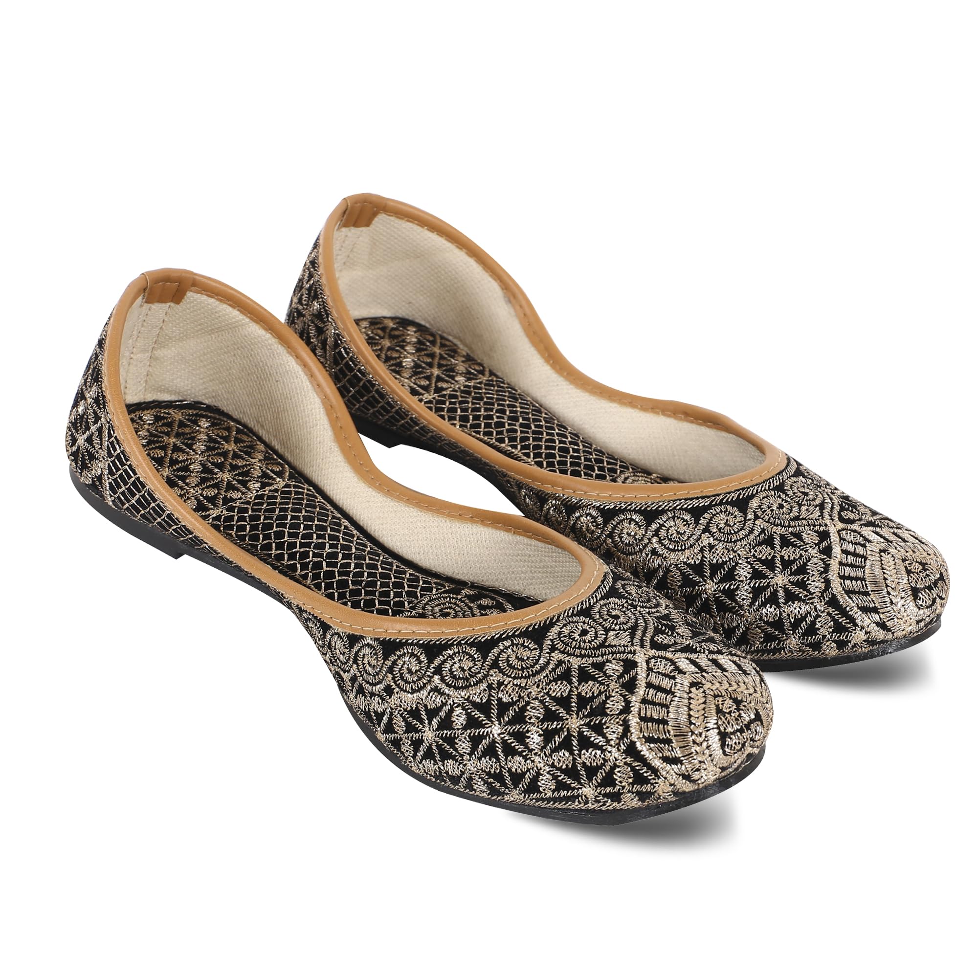 Women’s Embroidered Punjabi Mojaris Black Jutti’s Juti Shoe-image-34