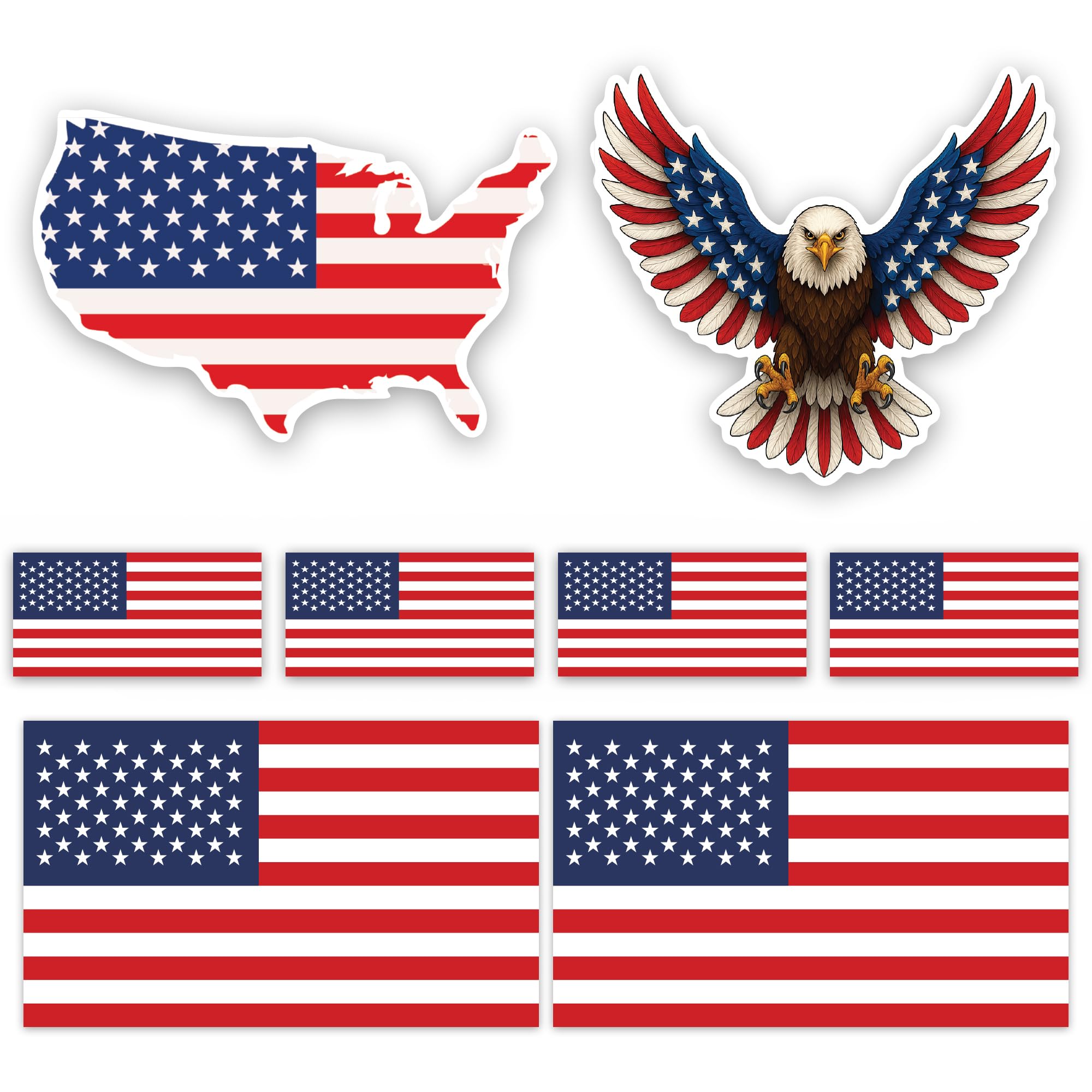 Feuille d'autocollants drapeau des États-Unis et aigle pour voiture