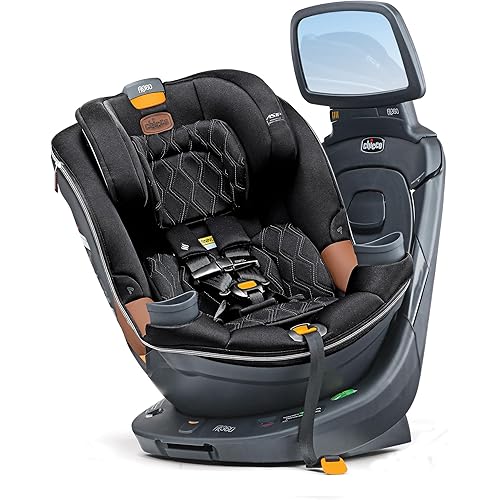 Chicco Fit360 Zip ClearTex Rotating Convertible Car Seat with Fit360 Mirror, 360 Degree Rotation for Rear-Facing and Forward-Facing Usage, Jet/Black