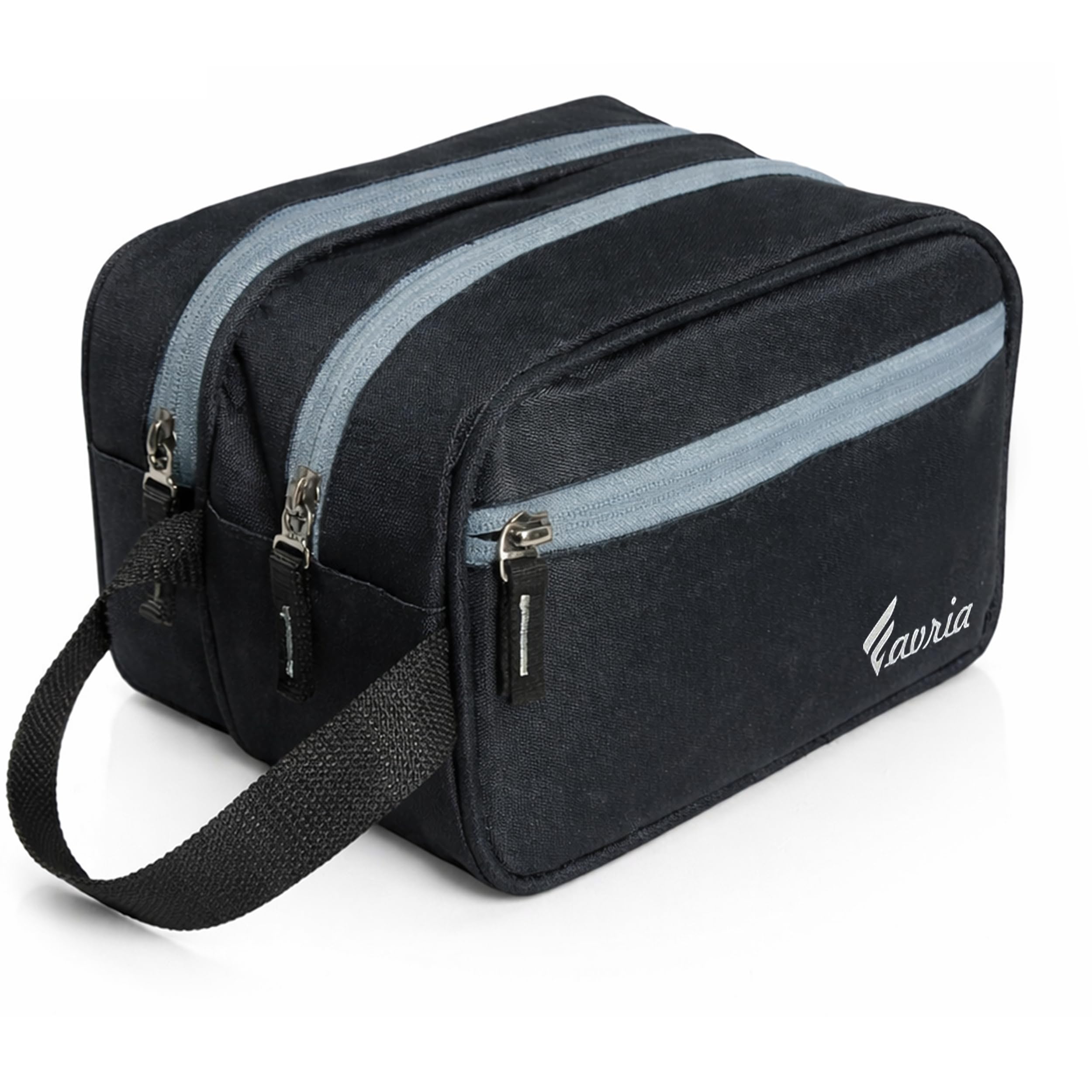Polyester Toiletry Bag for Men & Women Travel | Water Resistant Toiletry Kit Organizer | Grooming Shaving Kit Makeup Cosmetic Travel Pouch (Black)-image-2