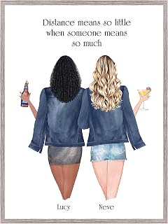 Personalised Long Distance Gift for a Friend, Sisters Family Keepsake Friendship Print,Best Friends Present,Customisable Hair,Clothing,Drinks UNFRAMED Available in 5"x7",A5,8"x10",A4,A3