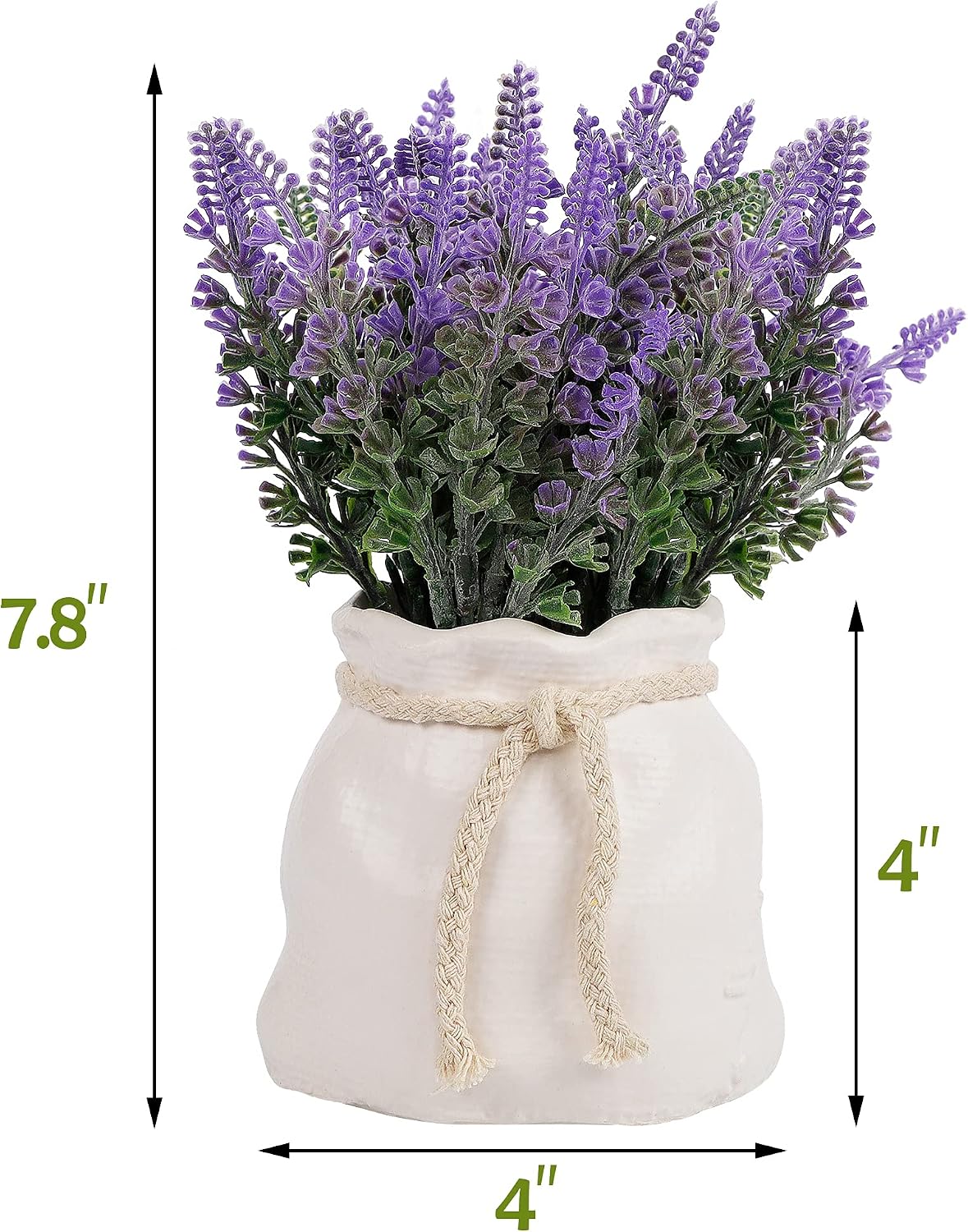 winemana Artificial Lavender Plant in Pot, 7.8" x 4" x 4" Purple Fake Flowers Table Décor for Bedroom Office Home Rustic Indoor Decoration (Light Purple)